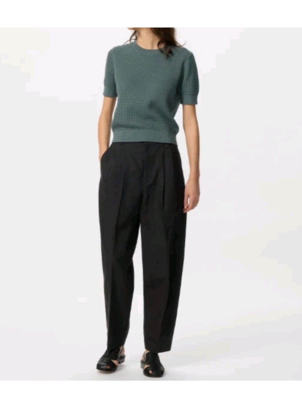 Uniqlo x Comptoir des Cotonniers Linen Blend Barrel Leg Pants Black Size M